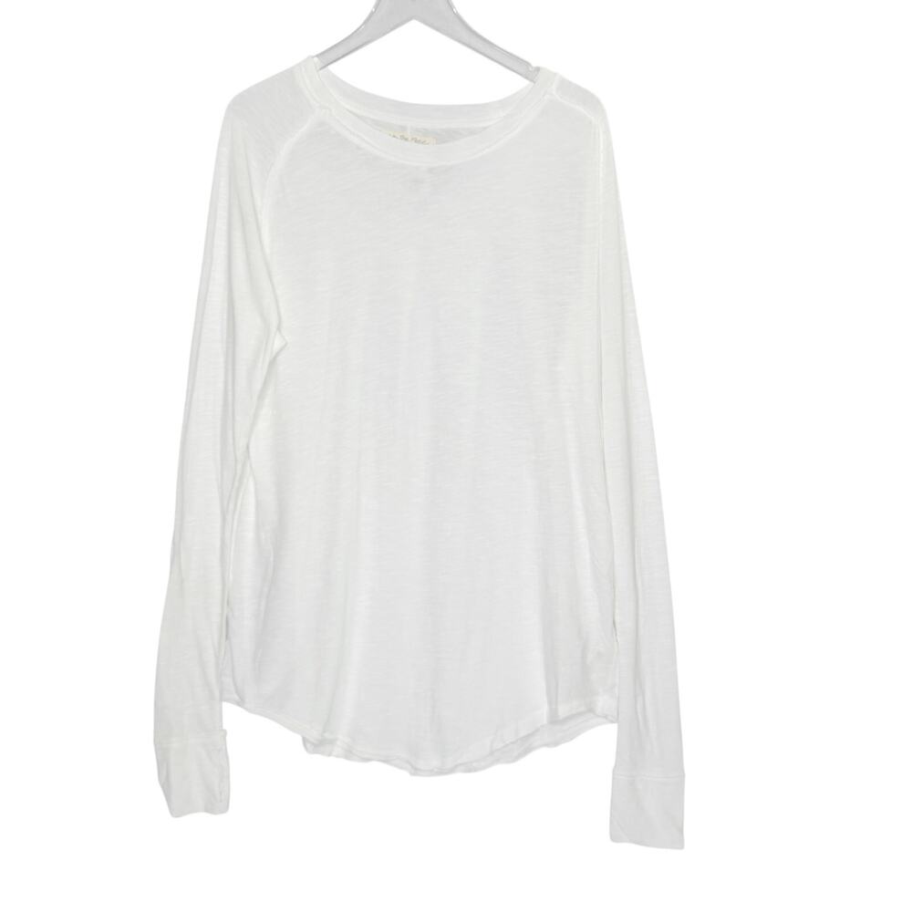 We The Free People Arden Tee S NEW Oversized Optic White Slouchy Thumb Holes